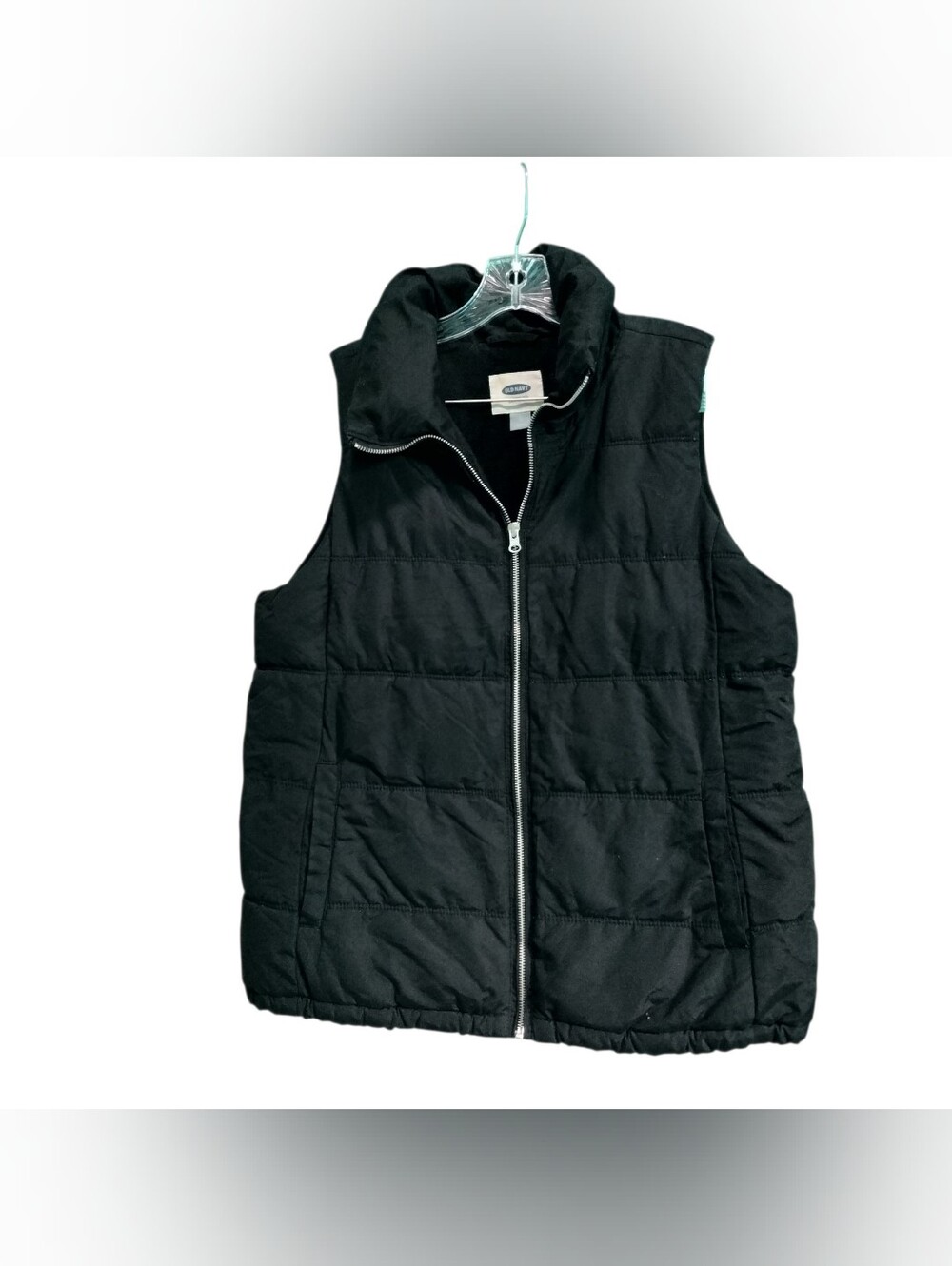 Old Navy Frost Free Black Puffer Vest Women's Large L Fleece Lined Full Zip
